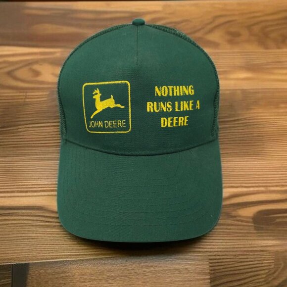 John Deere Mesh Strapback Cap Trucker Baseball Hat Nothing Runs Like A Deere - Picture 1 of 14
